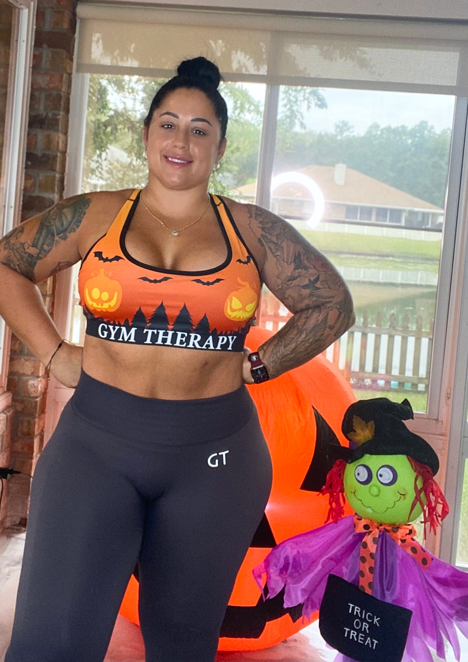 Sporty Spooky Sports-bra (pumpkin) – Gym Therapy, LLC